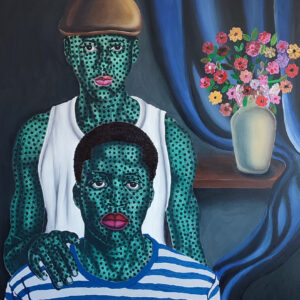 Brother - 21st Century, Contemporary, Figurative, Floral, Men Love, Dotted Green, 2024
